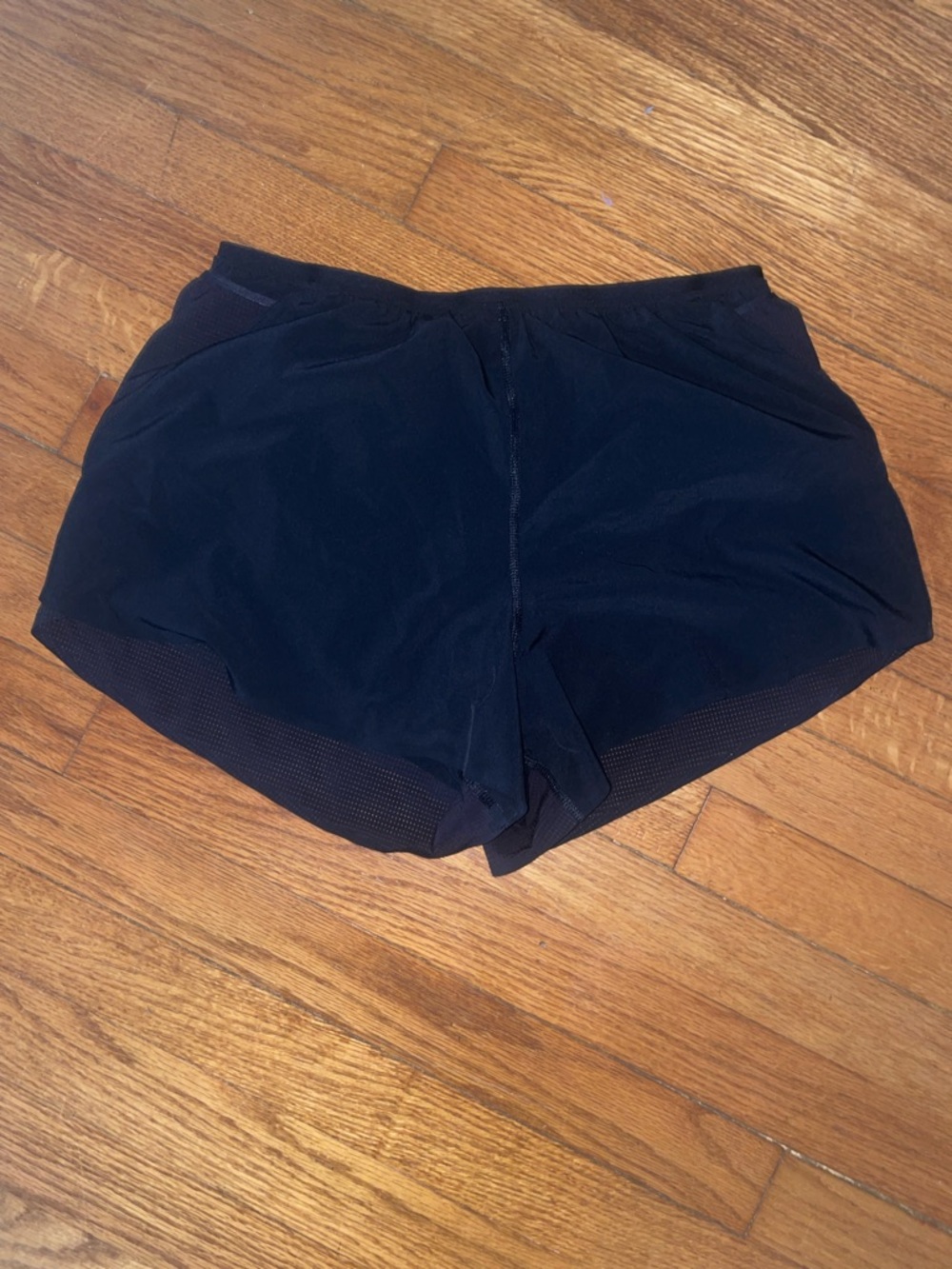 Athleta Black Athletic Mesh-Trim Run Shorts